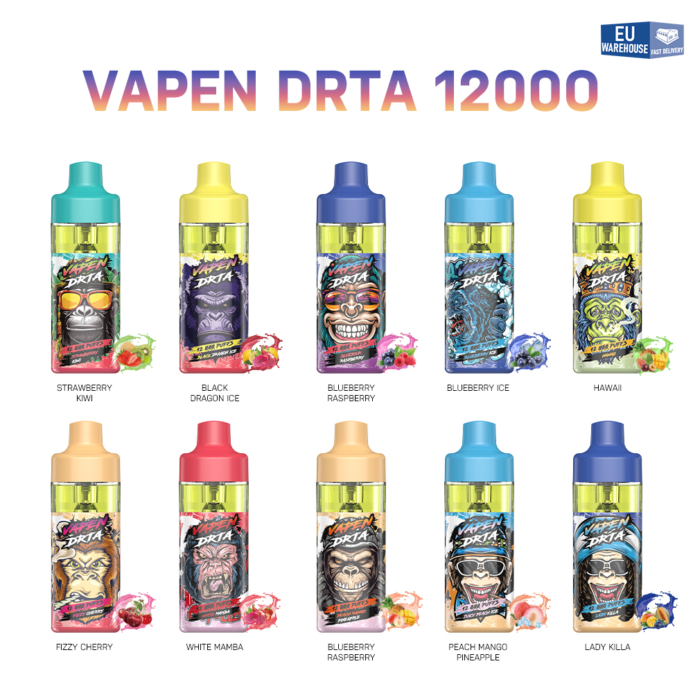 Armazém da UE VAPEN DRTA puff 12000 12k puffs Descartáveis E cigarros vape descartável razz bar puff Vapes recarregáveis fluxo de ar RGB Light Vs puff 9000 9k 15k 15000