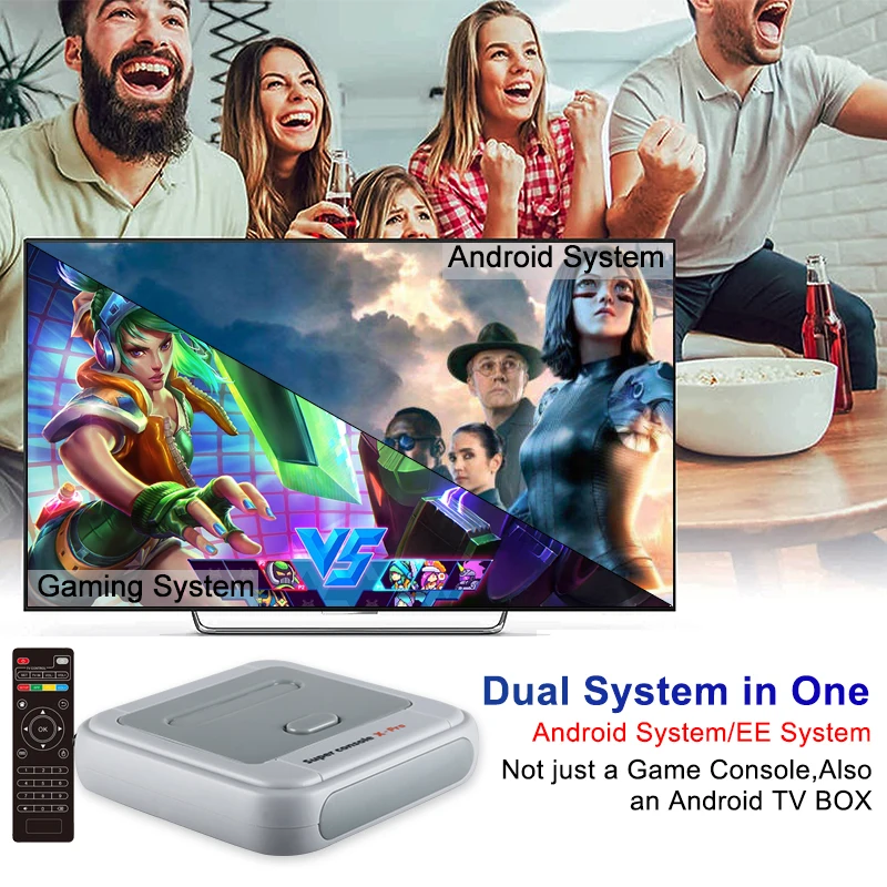 Giocatori HEYNOW Amlogic S905X WiFi 4K HD Super Console X Pro 50+ Emulatore 70000+ Giochi Retro Mini TV Box Lettore di videogiochi PS1/N64/DC