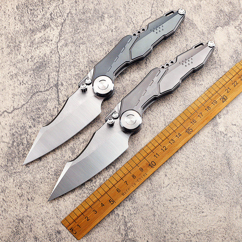 New A2247 High End Flipper Folding Knife M390 Satin Blade CNC TC4 Titanium Alloy Handle Outdoor Ball Bearing Washer Folder Knives