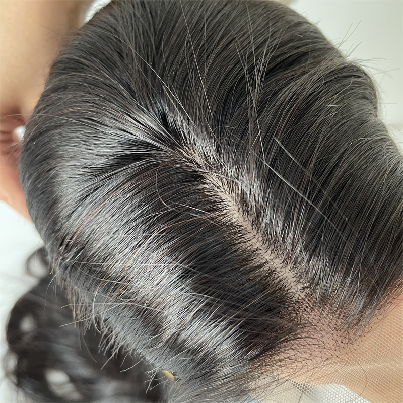 16 tum brasilianskt jungfruligt mänskligt hår naturlig färg 150% densitet 4x4 Silk topp full spets med pu perimeter peruk för svart kvinna