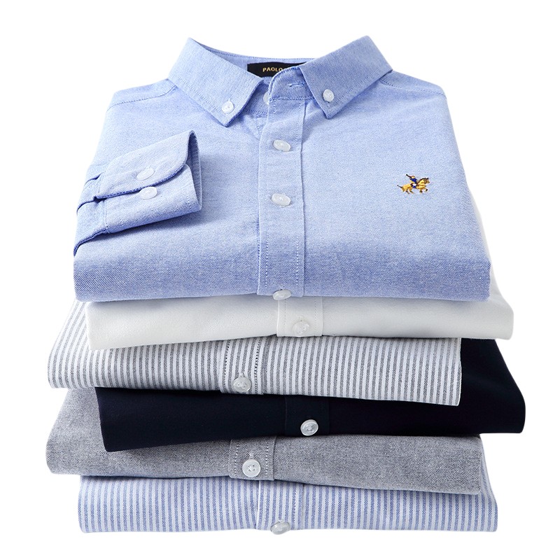 Mens casual polo ralphs long sleeve spring and autumn business cotton Oxford non iron slim Paul formal shirt high quality 8842ess JUR8