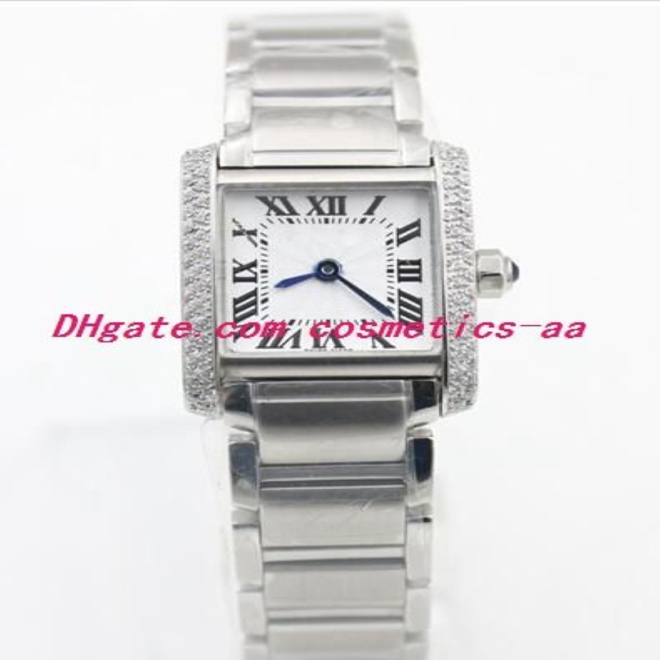 Top orologio da donna con zaffiro al quarzo di lusso W5200013 Orologio da donna con cassa in acciaio inossidabile con rettangolo bianco da 20 mm con grandi diamanti273t