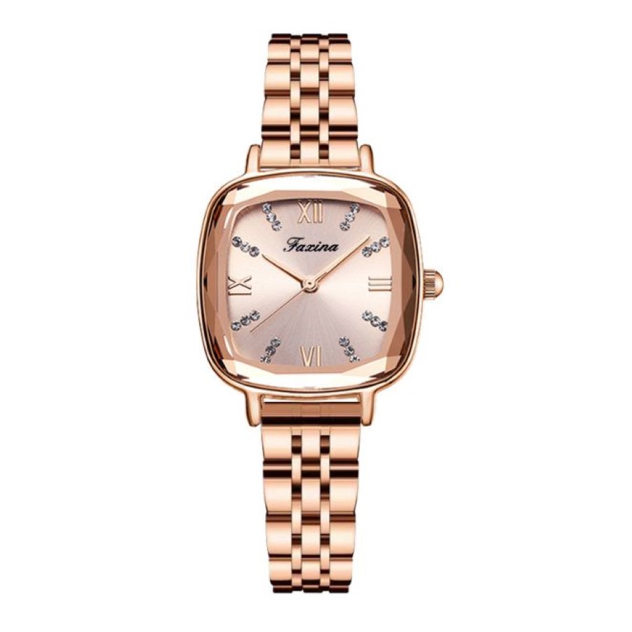 Montre série rétro Clever ly bande en acier inoxydable montres à quartz pour femmes cadran carré montre pour femme montre-bracelet lumière brillante 287g