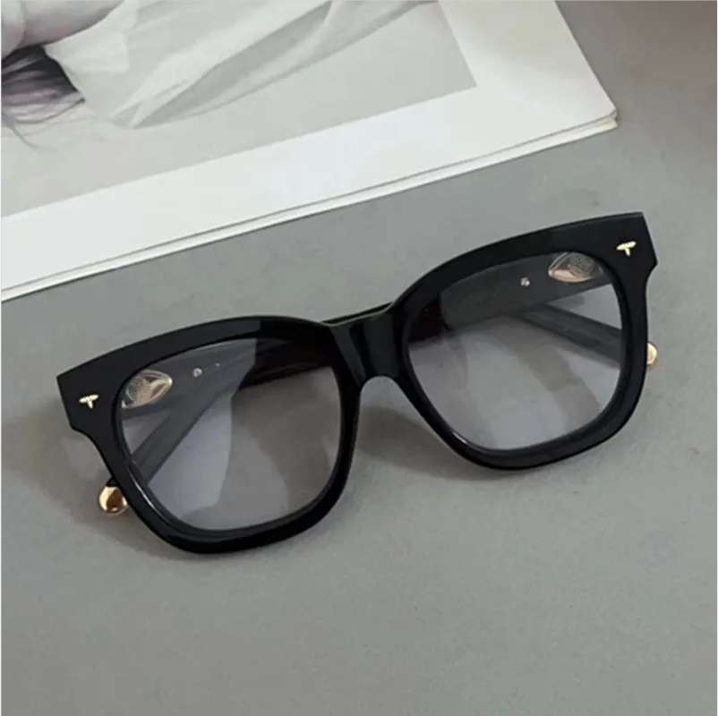 2024 luxury women square glasses frame E1633K pure-plank fullrim 54-17-143 metal flower decorated for prescription eyeglasses goggles fullset design case