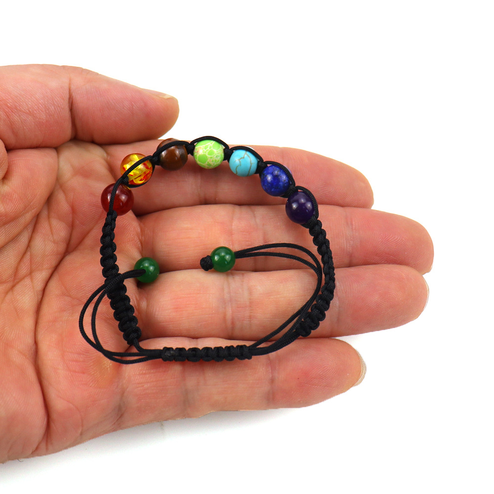 Mode kreative sieben Chakra Regenbogen Stein Perlen gewebtes Armband für Männer und Frauen verstellbares Armband