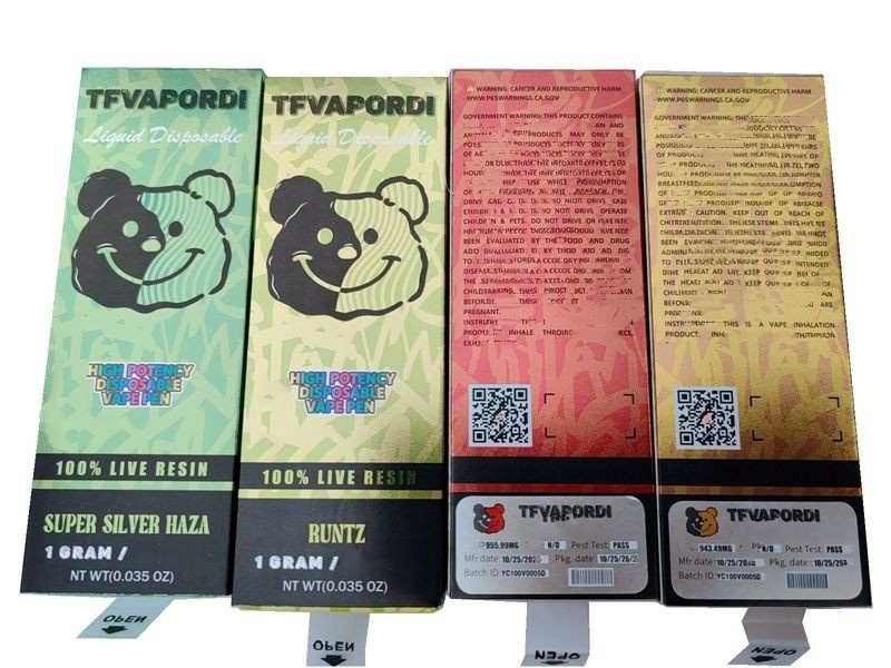 Pré-preenchido TF VAPORDI Descartável E-cigarros Caneta Recarregável 1.0ml Vaporizador 10 Cepas Estoque nos EUA