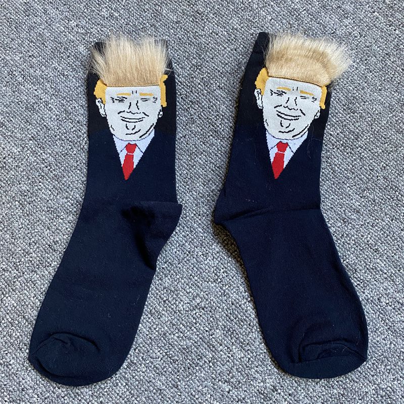 Chaussettes adultesTrump, Trump, Personnalité, Coiffure blonde, Chaussettes pour cheveux, Chaussettes en coton mi-jambe, Parodie