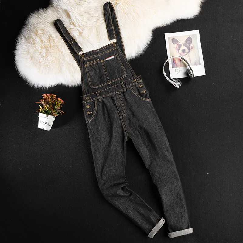 Herrbyxor haklapps overaller för man suspender lastbyxor mäns jeans jumpsuits high street höst mode denim byxor man plus size s-4xll2402