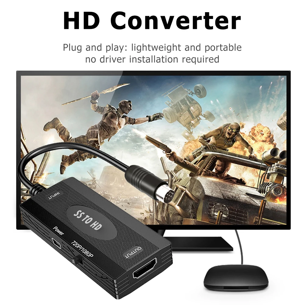 Kablar SS till HDMicompatible Converter 4/3 SAVELATIC för SEGA Saturn Game Consoles Multifunction HD TV Adapter Tillbehör