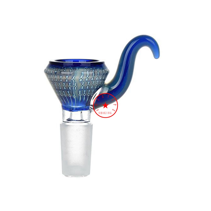 Neueste Bunte Blase Glas Ochsenhorn Griff Stil Rauchen Tragbare Austauschbare 14 MM 18 MM Männliche Gelenkschnittstelle Bong Wasserpfeife Bubbler Handpfeife Kräuter Tabak Schüssel DHL