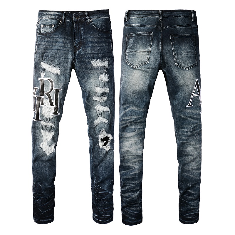 2024SS new designer men's jeans hip-hop fashion zipper washable letter jeans retro fashion men's design motorcycle cycling slim jeans.