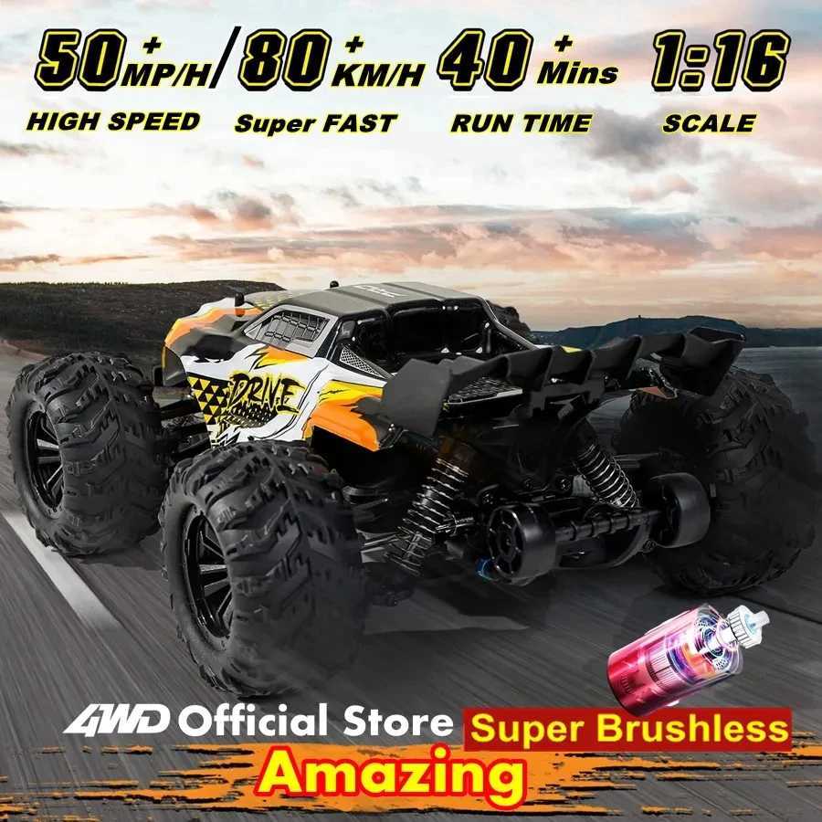 Electric/RC Car 4WD Remote Control Car Off Road 4x4 RC High Speed ​​Truck Super Brushless 50 eller 80 km/h snabb drift racing monster leksak barn vuxna