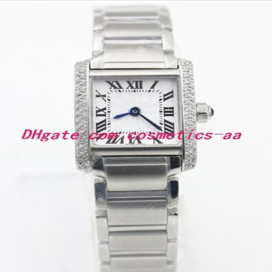 Top orologio da donna con zaffiro al quarzo di lusso W5200013 Orologio da donna con cassa in acciaio inossidabile con rettangolo bianco da 20 mm con grandi diamanti273t