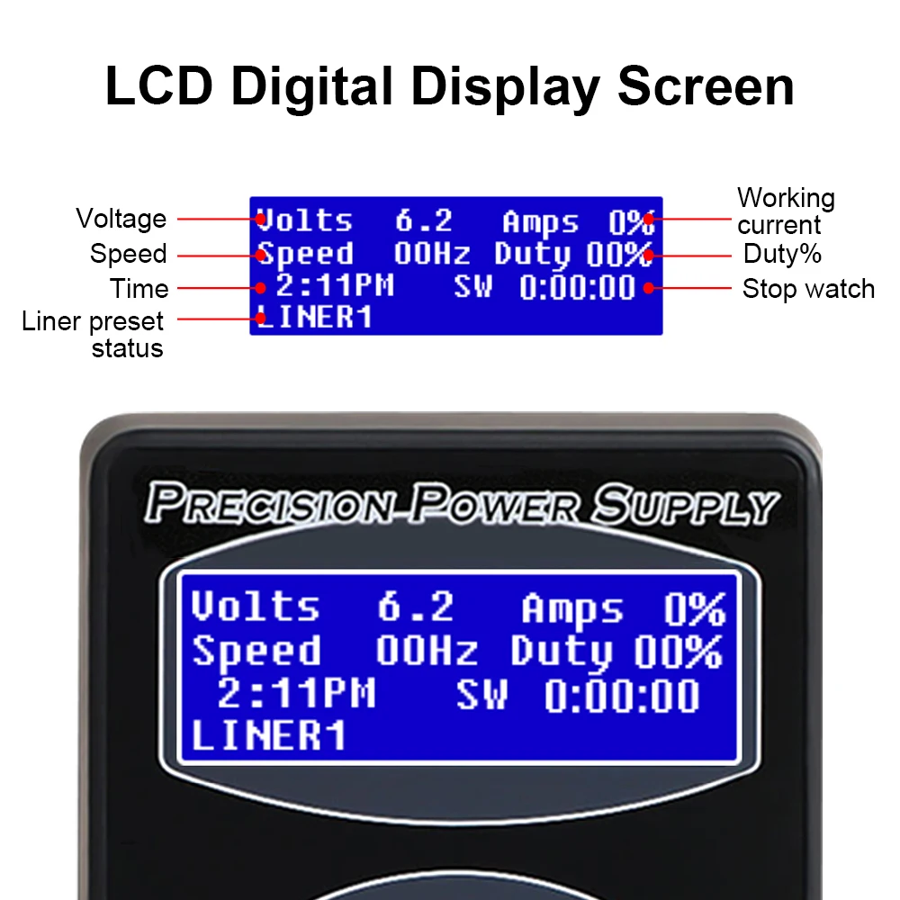 Dostarcza HP2 Tatuaż zasilanie Hine Digital LCD LCD i cieniowanie Podwójny tryb Inteligentne czas z zestawem mocy adaptera US/EU