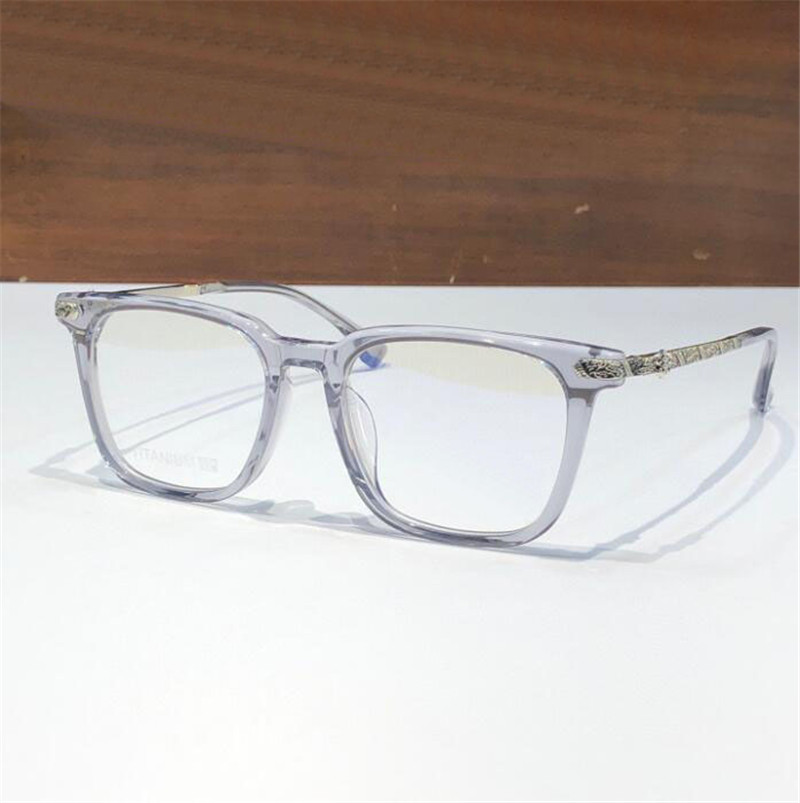 Nowy projekt mody Klasyczne kwadratowe okulary optyczne 8263 Zaska octanowa rama tytanowa świątynie wzór retro proste styl przezroczyste okulary