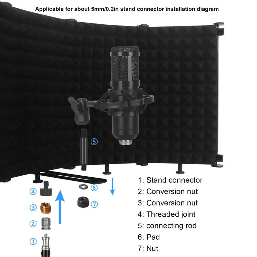 Acessórios Ajustáveis 5/3 Painel Microfone Isolamento Tela dobrável Tela do estúdio Voice Booth Microfone Filtro para gravação de transmissão