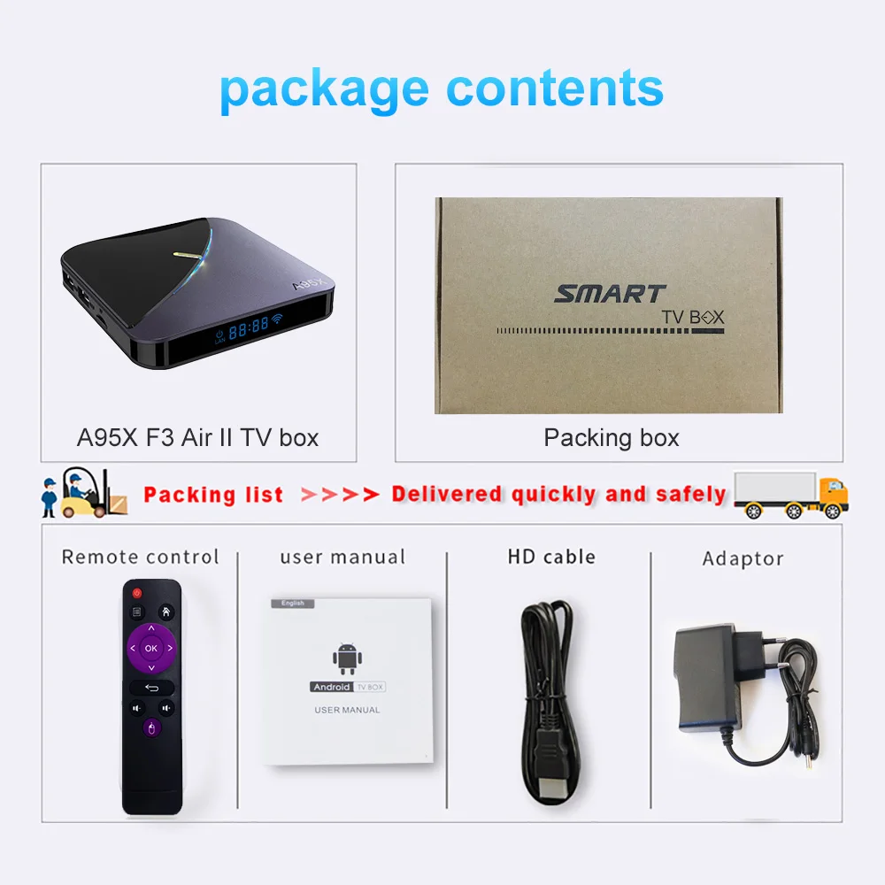 Box A95X F3 AIR II RGB Android 11 TV Box Amlogic S905W2 4GB 64GB Support Dual WiFi 4K 60fps VP9 BT 5.0 YouTube Media Player 2GB 16GB 16GB