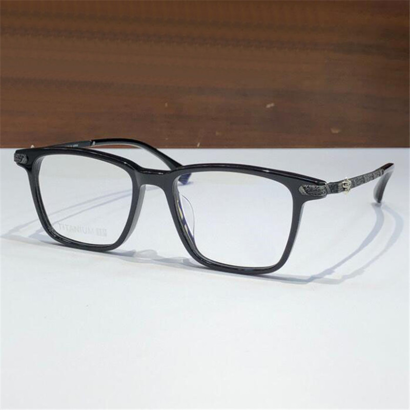 Yeni moda tasarım klasik kare optik gözlük 8261 asetat tahta çerçeve titanyum ejderha desen tapınakları retro basit stil şeffaf gözlük