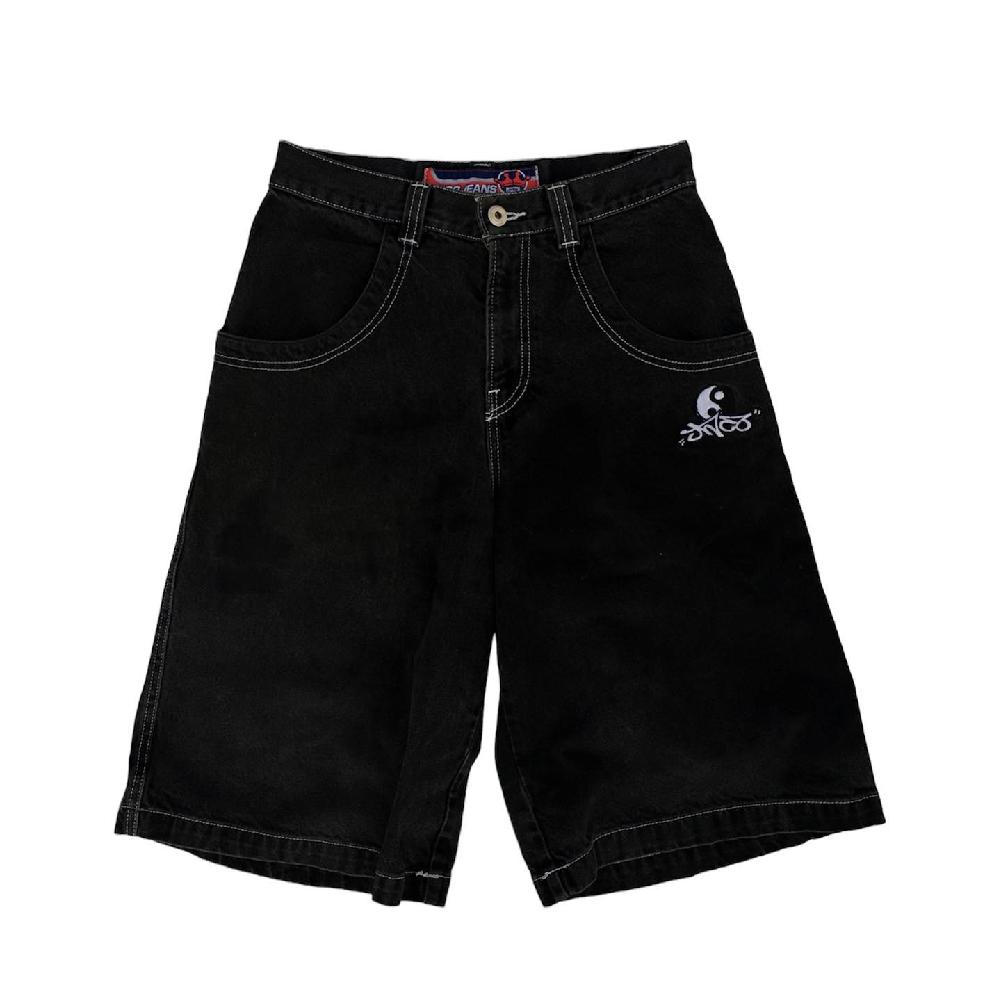 Mens Denim Shorts Designer Jeans for Mens Y2k Streetwear Hip Hop Graphic Print Baggy Black Pants Men Women Harajuku Wide Leg Trousers Streetwear