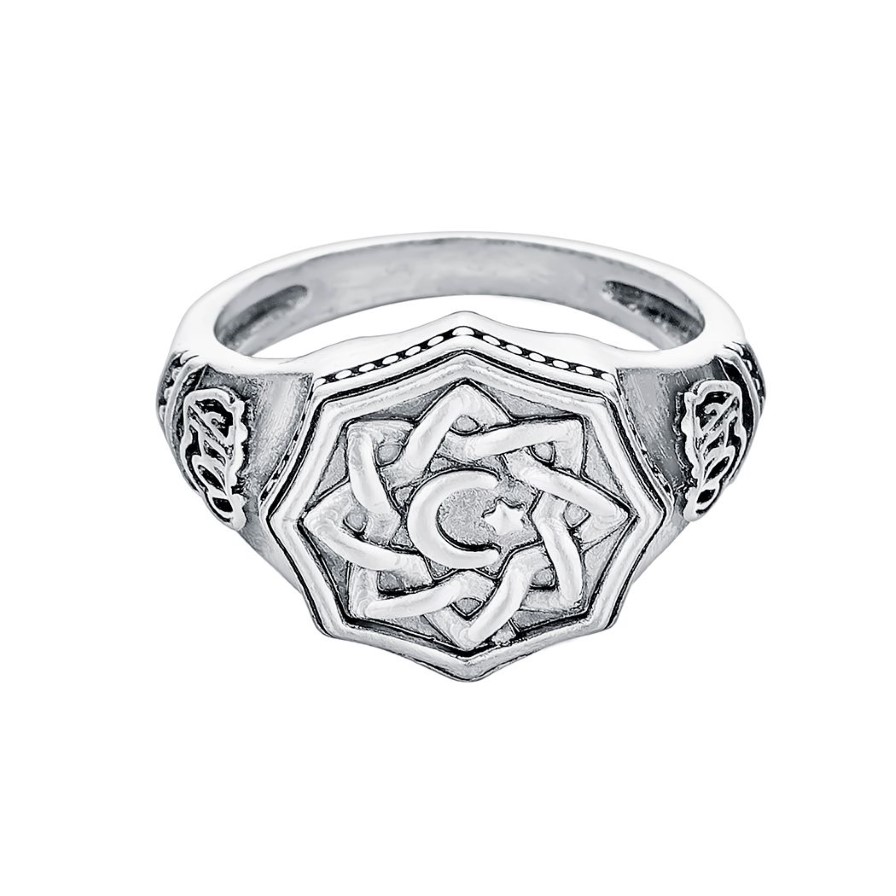 Винтажное кольцо-печатка в виде полумесяца и звезды для мужчин, мусульманское религиозное арабское антикварное кольцо337r