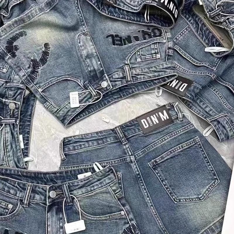 Dżinsy dżinsowe w lecie damskim luźne logo list haftowe szorty smlxl