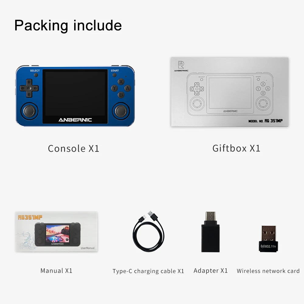 Players Anbernic RG351MP Portable Retro Game Console 3.5INCH IPS Screen Handheld Video Game Console Linux System Multiple Languages