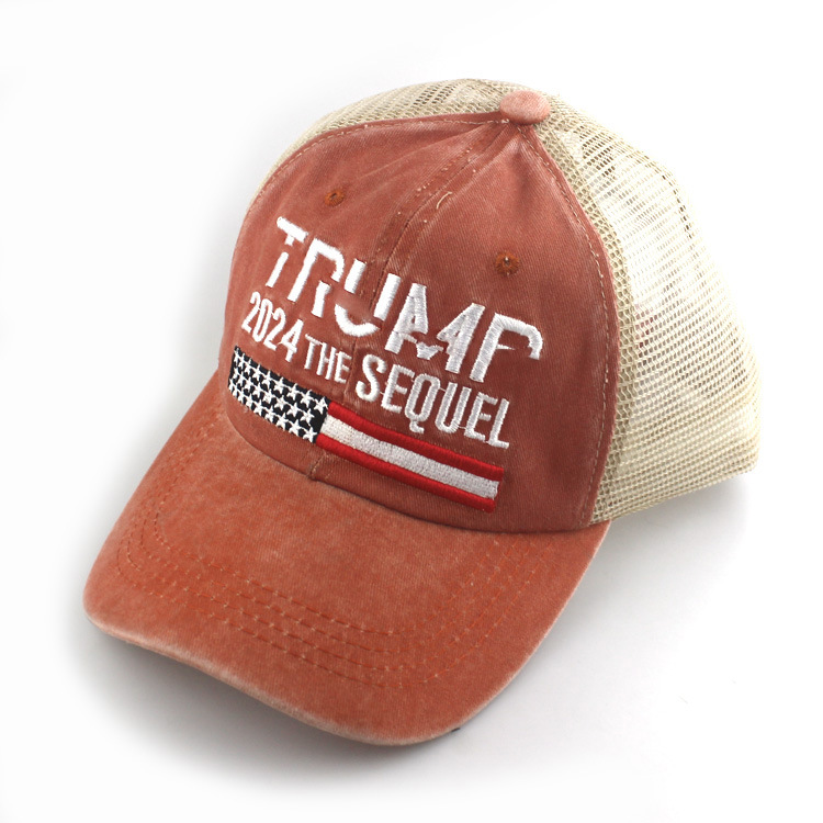 2024 U.S. Presidential Election Cap Washed Old Trucker Cap Trump Embroidered Mesh Baseball Cap DHL 
