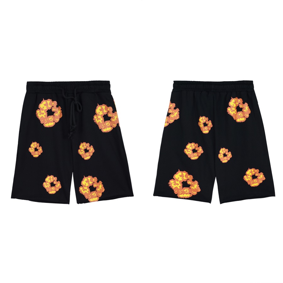 Kvinnors shorts, våren och sommaren nya mäns avslappnade byxor, mångsidig flamblomma tryck