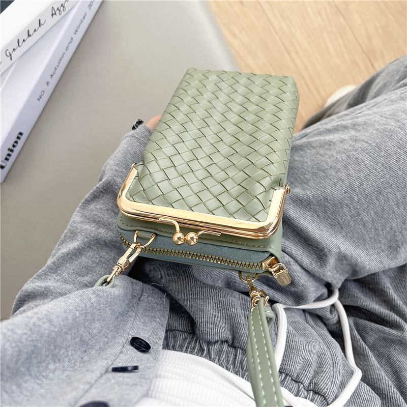 Luxe Crossbody lederen tas met gevlochten patroon voor iPhone Samsung Sony Xiaomi Google Nokia Multifunctioneel meerdere kaartsleuven Rits portemonnee etui Shell