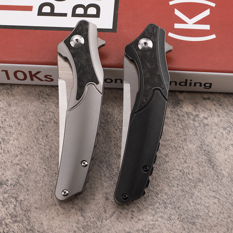 New A2258 High End Flipper Folding Knife M390 Satin Tanto Point Blade CNC TC4 Titanium Alloy Handle Outdoor EDC Pocket Fast Open Folder Knives