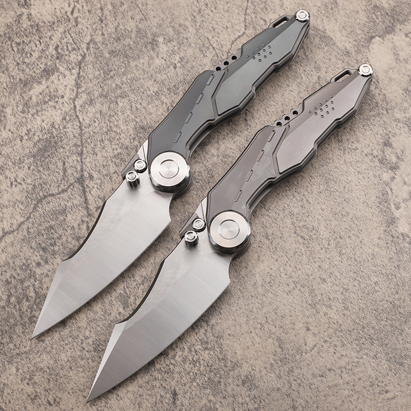 Neue Ankunft A2247 High End Flipper Klappmesser M390 Satin Klinge CNC TC4 Titanlegierung Griff Outdoor Kugellager Unterlegscheibe Ordner Messer