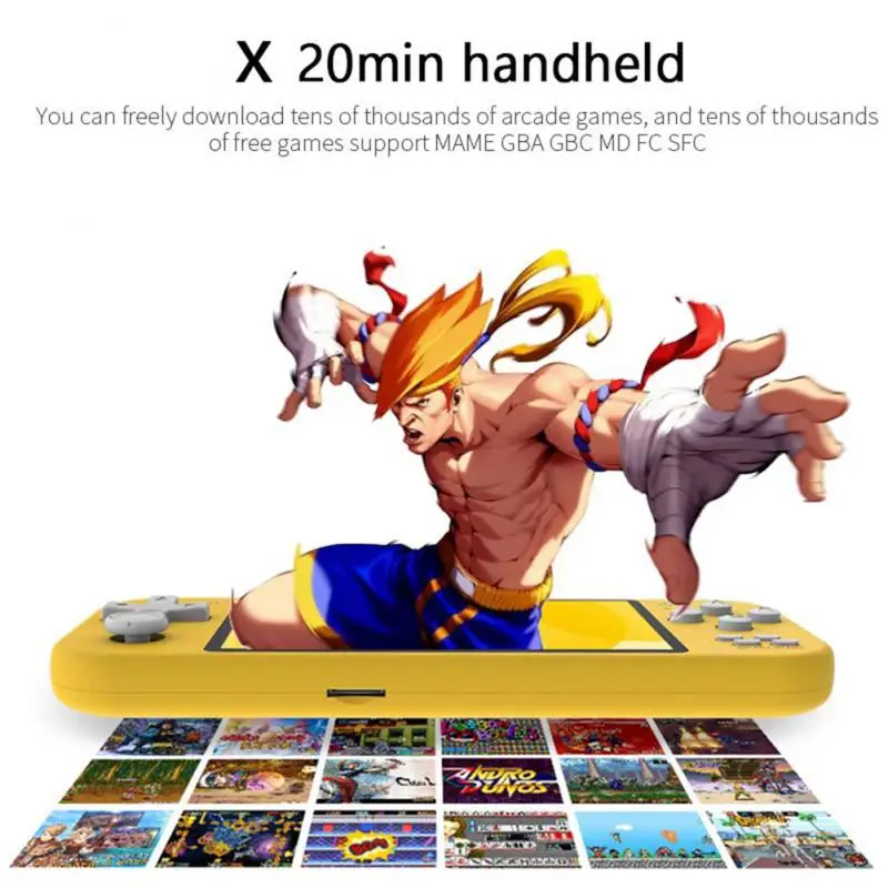 Players X20 Mini Handheld Game Console Portable Game Console 4.3 inch Dual Joystick 8GB Preloaded 1000 Free Games Support TV Out video