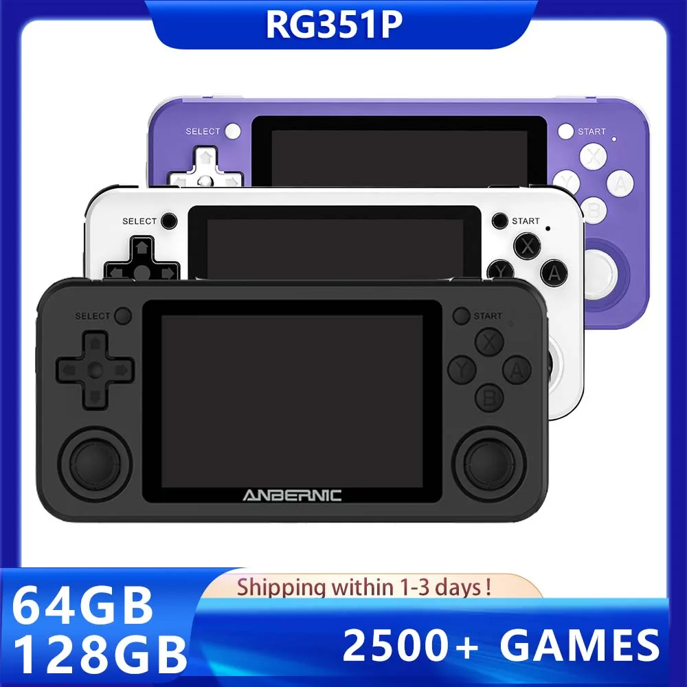 Gracze RG351P Retro Konsola gier wideo 64G 128G Aluminium Alumn Shell 2500 Game Portable Console 3.5 -calowe RG351 Handheld Game Player Top