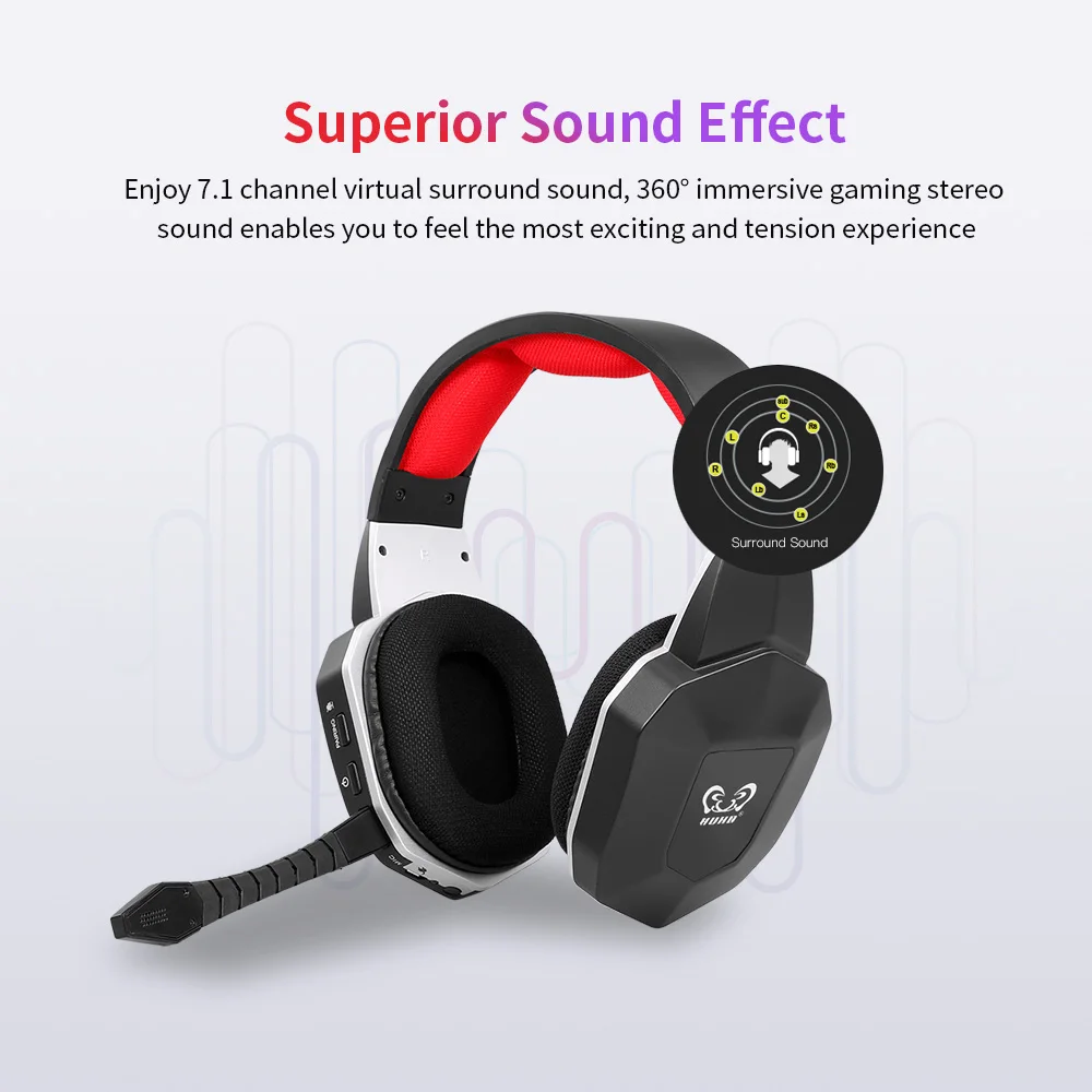Headphone/Headset HWN9M 2.4G Wireless Gaming Headset Virtual 7.1 Surround Sound Headset with Removable Microphone for PS4/PS5/PC/Switch/MAC/Phone