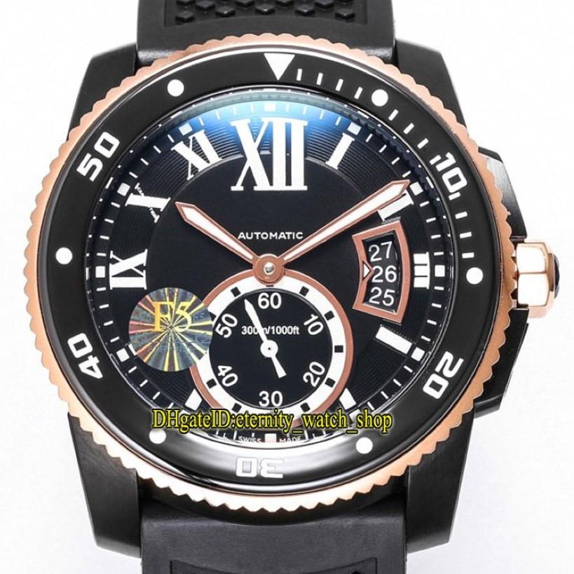 TW F5バージョンキャリバーDE W2CA0004 CAL 1904-PS MC AUTOMATAC BLACK BIG DATE DIAL LUMINOUS MENSウォッチセラミックベゼルラバースポーツ2771