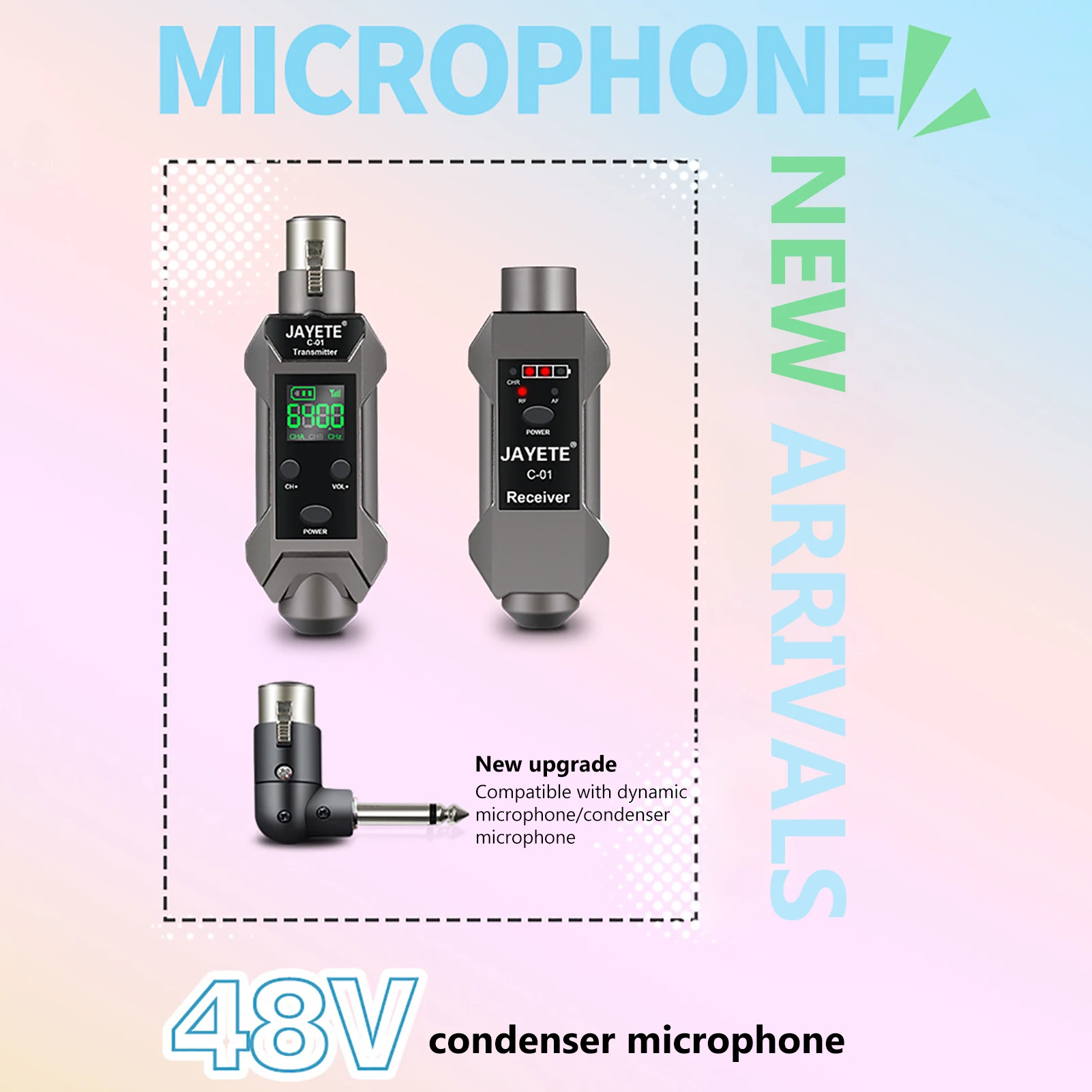 Microphones Portable Microphone Wireless XLR UHF Transmitter Receiver System Wired To Wireless Converter For 48V Condenser/Dynamic Mic