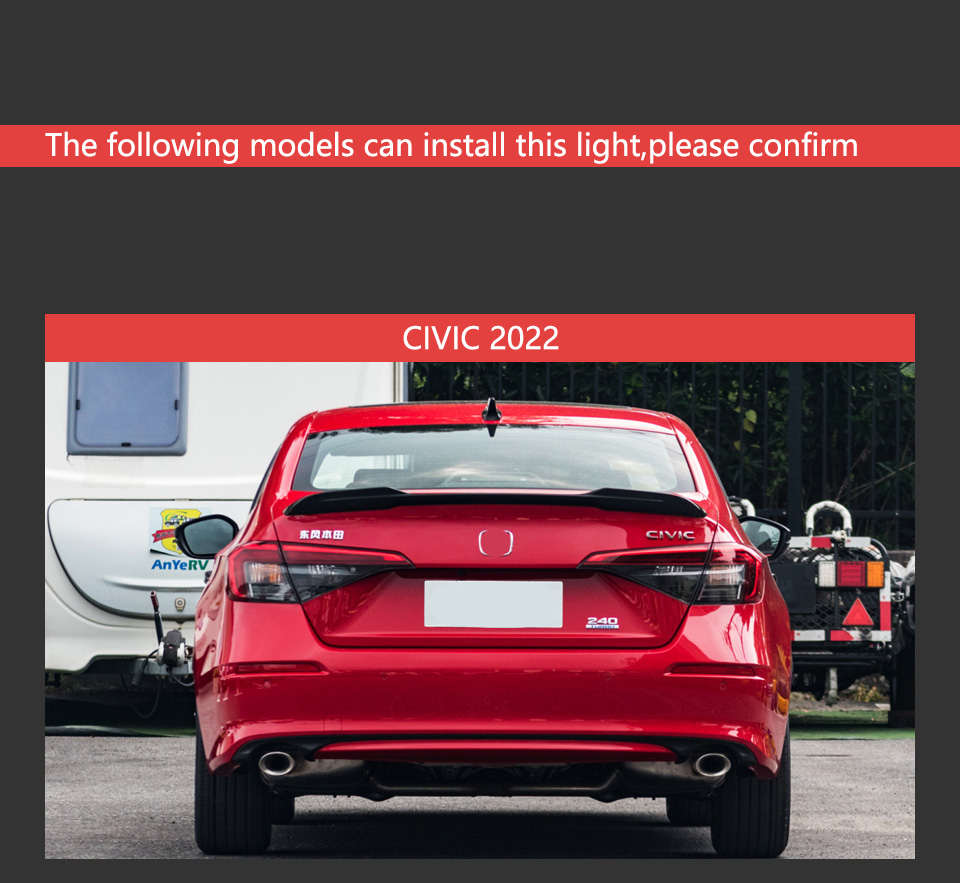 Lampa tylna sygnałowa LED do Honda Civic x G11 Car Tailglight 2021-2022 Tylne hamulec odwrotne Akcesoria samochodowe