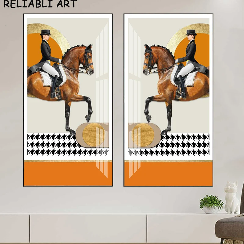 Luce di lusso cavallo animale poster e stampa astratta nordica tela pittura immagini di arte della parete soggiorno decorazioni la casa senza cornice