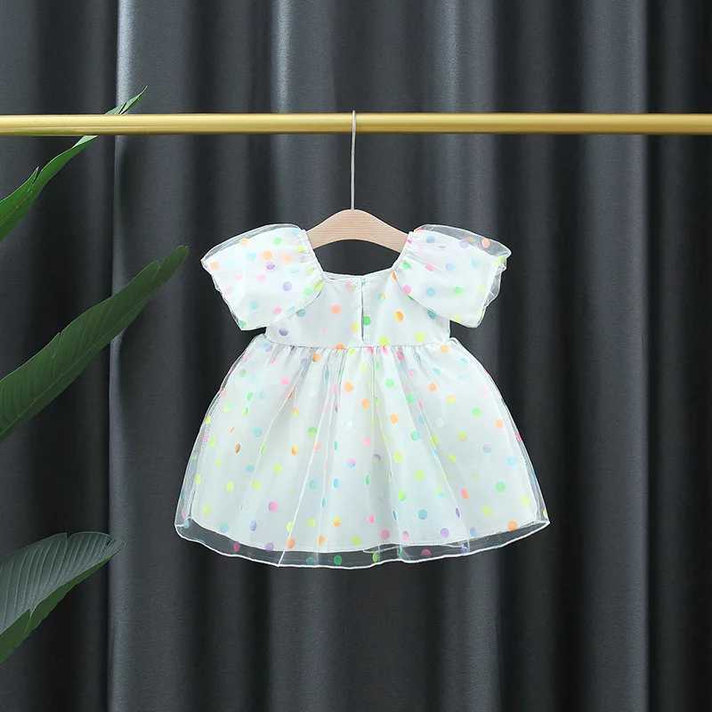 Robes de fille Nouvel été coloré bébé filles robes de soirée doux arc enfants vêtements manches bouffantes enfant en bas âge enfants Costume 0 à 3 ans OldL2402