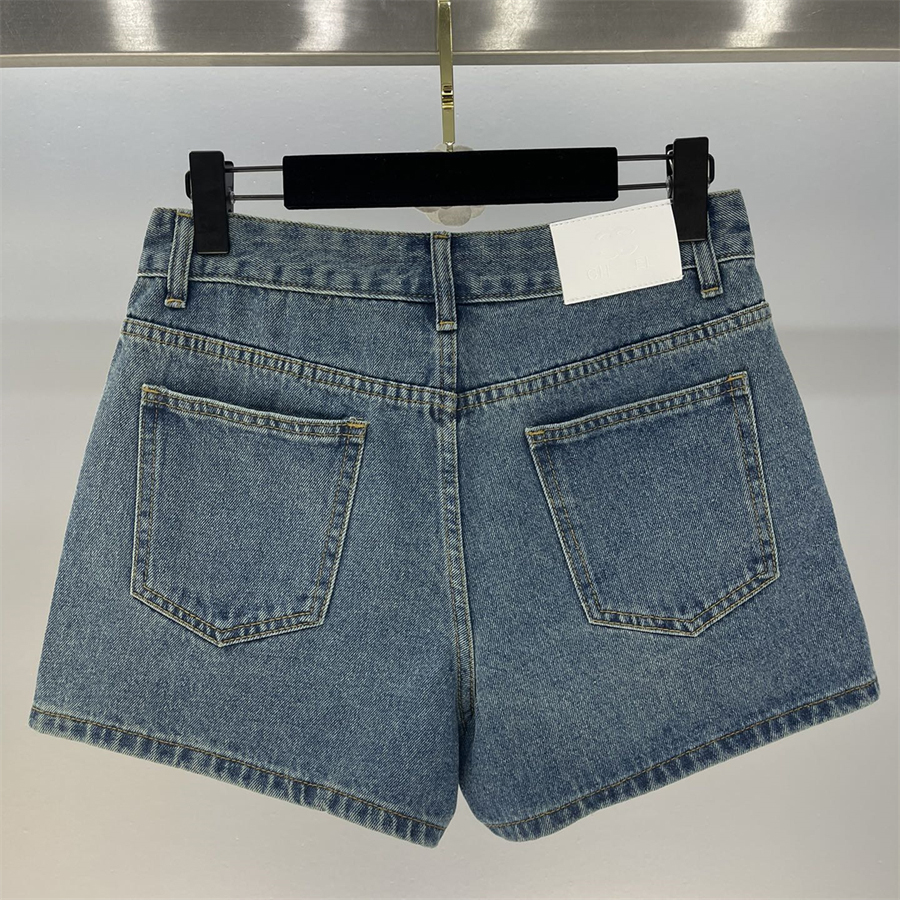 Hoge kwaliteit dames designer denim shorts Klassiek minimalistisch blauw Hoge broek Lente zomer Los en casual Amerikaanse trend Letterprint Groothandel