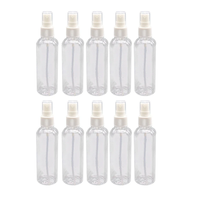 Garrafa 50 peças 100 ml atomizador de perfume de plástico transparente pequeno mini spray vazio recarregável conjunto de garrafas de viagem