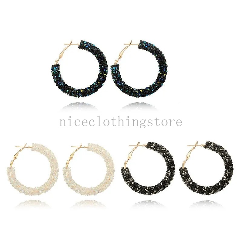 Bohemian Metal Resin Hoop Earrings for Women Circle Clip on Dangle Earring Ear Drop Bridal Wedding Jewelry