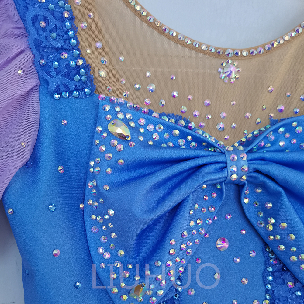 LIUHUO Personalizza Colori Vestito da Pattinaggio di Figura Ragazze Adolescenti Gonna da Ballo Pattinaggio su Ghiaccio Cristalli di Qualità Elastico Spandex Abbigliamento da Ballo Performance di Balletto Gradiente