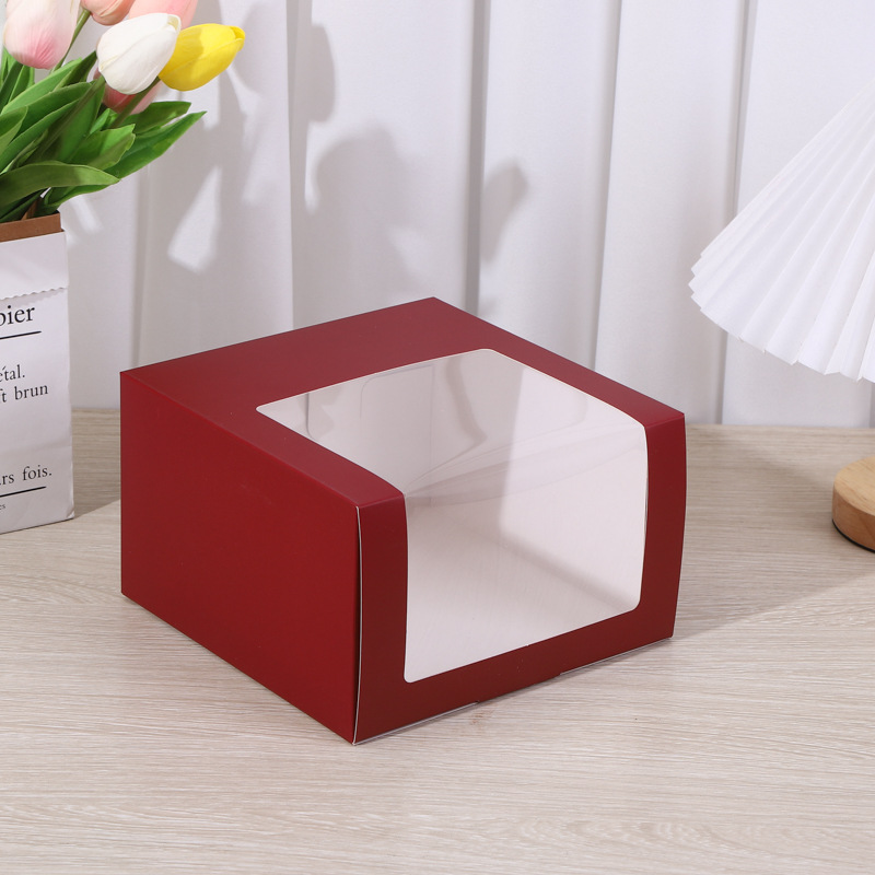 Colorful Large Size Kraft Paper Box with Window For Hat Packaging Cake Cookie Candy Gift Box Black Red Boxes LX6360