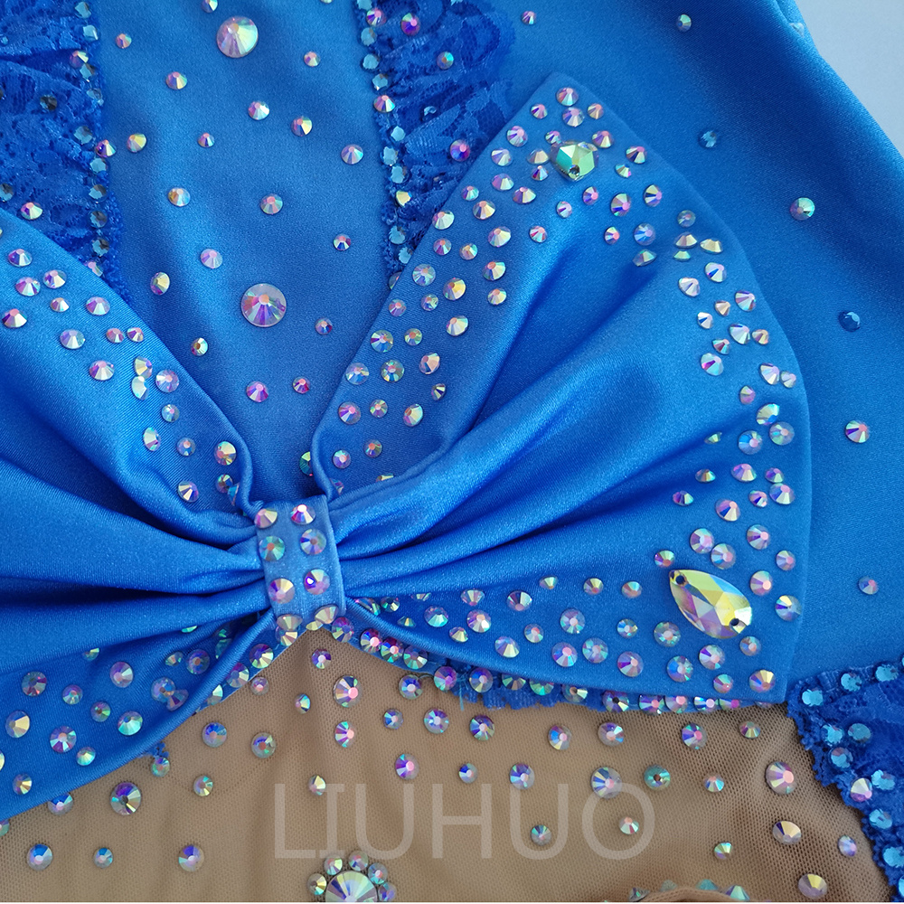 LIUHUO Customize Colors Figure Skating Dress Girls Teens Ice Skating Dance Skirt Quality Crystals Stretchy Spandex Dancewear Ballet Performance Gradient