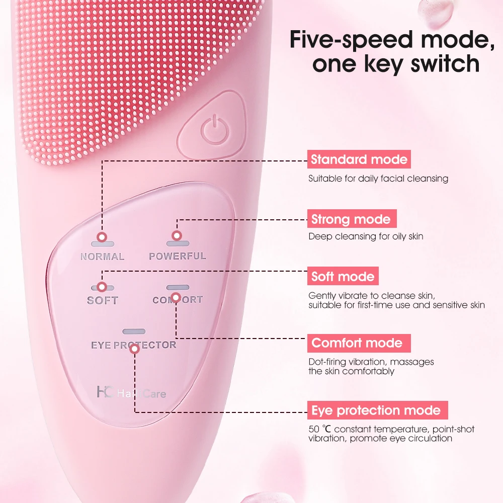 SCRUBBERS 5 MODES SILICO ELETTRICO PULIZIONE DEL VIDUZIONE PROCESSO PULIZIONE PULIZIONE VIBILE MASSAGER VIBRAZIONE VIBRAZIONE PORE PORE DEIFFICI