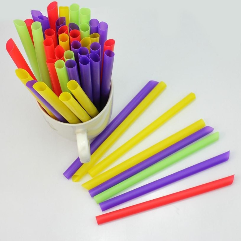 Whole-Multi-color Plastic Jumbo Large Drinking Straws For Cola Drink Smoothie Milk Juice Birthday Wedding Decor Party S260B