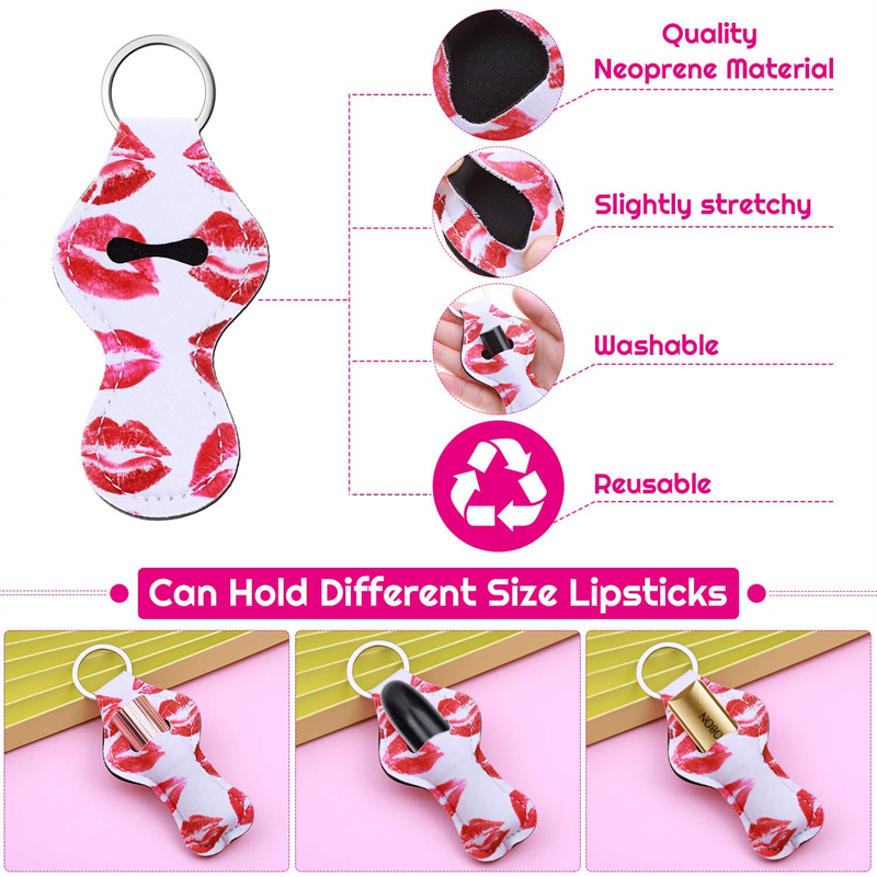 Mini lippenstifthouder sleutelhanger lippenbalsemhouders elastische waterdichte neopreen lippenstift mouw sleutelhangers voor verjaardagscadeau