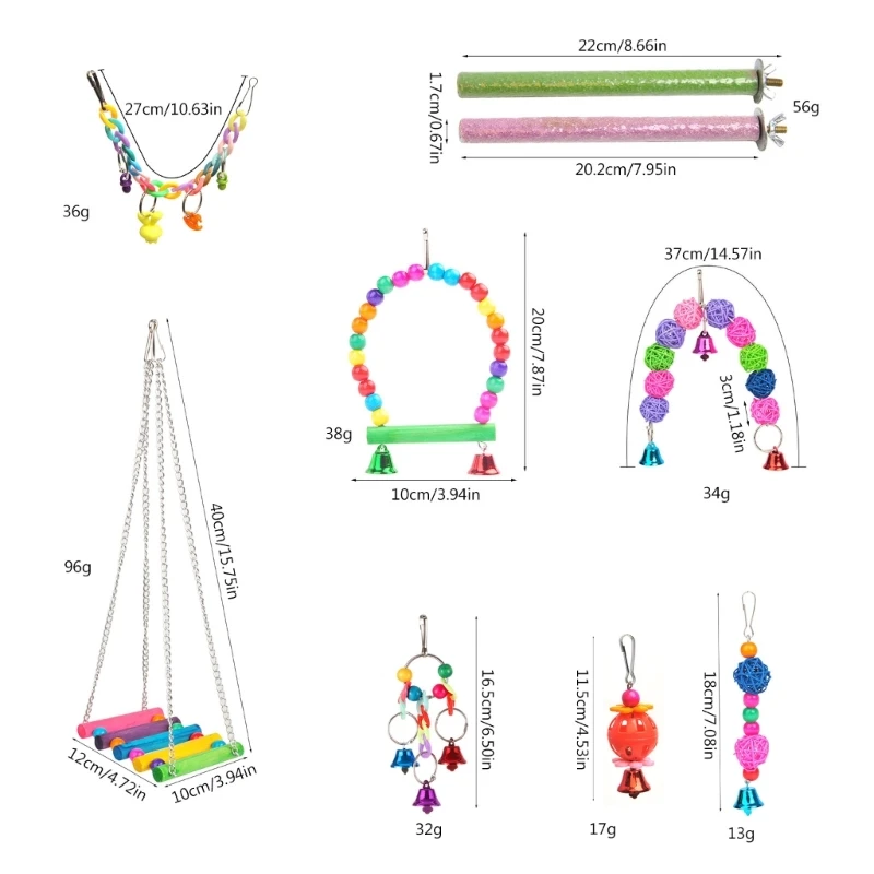 Dostarcza 13 szt. Trening ptaków Parrot Parrot Chew zabawka Bezpieczne huśtawka drabiny drewniane piłki okoniczne zabawki dla Budgies Parakeet Makawa