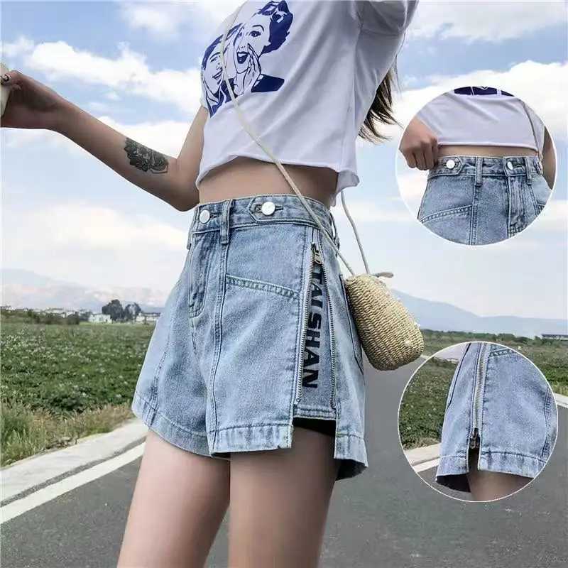 Women's Shorts Short Pants for Woman To Wear Jeans Wide Mini Denim Womens Shorts Punk Print Low Price Elasticty Normal Fashion Y2k Harajuku XLL2402